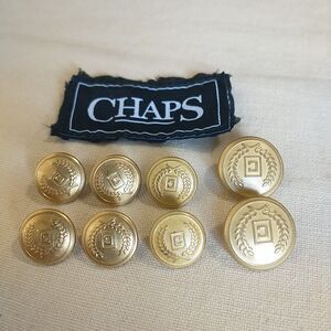 8x Chaps Gold Tone Replacement Shank Buttons Blazer Sports Coat Monogram C